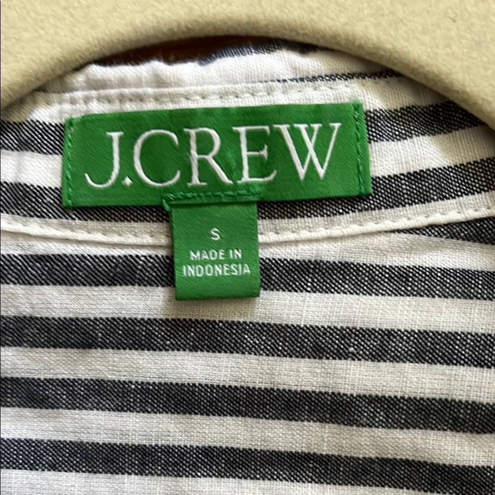 J. Crew Grey and White Striped Button-Up Shirt Dress